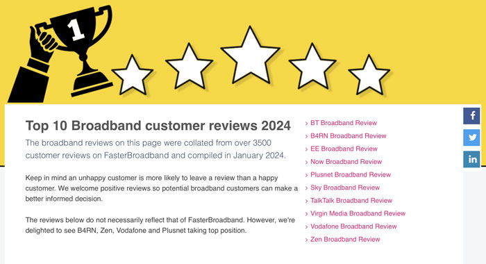 Top 10 best broadband reviews 2024