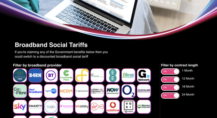 Broadband social tariffs