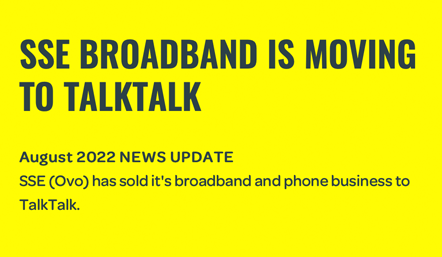 SSE (Ovo) has sold it's broadband and phone business to TalkTalk